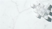 Transparent glass cubes arranged in gradient pattern on white marble surface, isolated design element for modern graphics and digital projects.