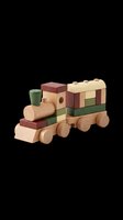 Wooden toy train with colorful stacking blocks, isolated on transparent background. Great for clipart, stickers, t-shirt design, print on demand, and sublimation projects.