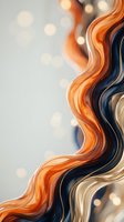 Abstract flowing waves in orange and navy blue with soft bokeh lights creating elegant modern artistic background for contemporary design projects.