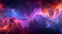 Cosmic nebula with vibrant red, purple, and blue smoke-like formations swirling against dark starry background, creating ethereal abstract space art.