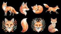 Cute fox character collection isolated on transparent background, ready for t-shirt design, clipart, stickers, sublimation and print-on-demand products.