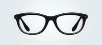 Classic black eyeglasses with cat-eye frame isolated on white background for fashion, optical, and vision correction use.