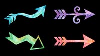 Colorful watercolor arrows set isolated on transparent background, ready for stickers, t-shirt design, clipart, sublimation, and print on demand projects.