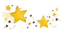 Watercolor golden stars with brown speckles on white background, creating festive celestial pattern for holiday designs and celebrations.