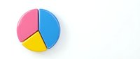 Colorful pie chart with pink blue and yellow segments on white background for business presentations and data visualization.