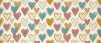 Seamless heart pattern in muted pastel colors on cream background. Repeating romantic design tiles perfectly for wallpaper, fabric, scrapbooking projects.