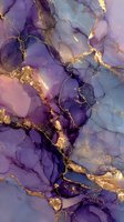 Luxurious purple and blue marble texture with gold veining, abstract fluid art background for luxury design projects.