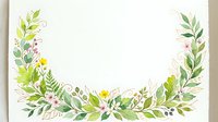 Watercolor floral wreath with green leaves and delicate flowers on white background. Spring botanical border frame for wedding invitations and greeting cards.