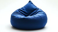 Modern navy blue bean bag chair isolated on white background, comfortable casual furniture for living room, home office or gaming space.