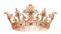 Ornate royal crown with decorative fleur-de-lis elements and intricate baroque scrollwork in rose gold tones, isolated on transparent background for luxury design.