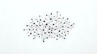 Abstract network connection pattern with dots and lines forming organic branching structure on white background for technology design concepts.