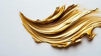 Abstract golden wave sculpture with dynamic fluid motion and metallic texture against white background, suitable for luxury branding and modern interior design elements.