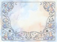 Ornate decorative frame with swirling floral patterns and heart motifs on soft watercolor background, perfect for wedding invitations and romantic designs.