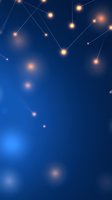 Glowing connected dots forming constellation pattern against deep blue background, creating abstract network visualization with warm light points and lines.