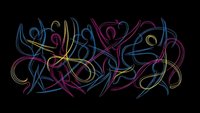 Colorful neon light trails creating abstract swirls and curves on black background for modern digital art and creative design projects.