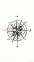 Vintage compass rose with cardinal directions in watercolor style, isolated on white background for design projects.
