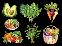 Healthy organic vegetables isolated on transparent background, ready for t-shirt design, clipart, stickers, print-on-demand products and sublimation projects.