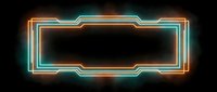 Neon glowing rectangular frame with turquoise and orange lights on dark background, suitable for signage, banners, and digital design projects.