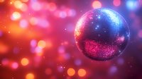 Sparkling disco ball with colorful bokeh lights creating vibrant party atmosphere for nightclub entertainment and celebration events.
