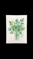 Watercolor parsley bunch with fresh green leaves and stems isolated on transparent background, ready for culinary designs, kitchen art, recipe graphics, posters, and print-on-demand products.
