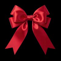Red satin gift bow isolated on transparent background, ready for holiday clipart, stickers, T-shirt design, print on demand, and sublimation projects.