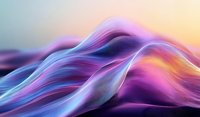 Abstract flowing waves in vibrant purple, blue and pink colors creating smooth curved lines against soft gradient background, modern minimalist design element.