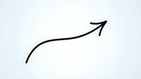 Curved black arrow pointing upward and right on white background isolated for business growth presentations and infographic designs.