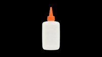 White glue bottle with orange pointed cap, isolated on transparent background, ready for clipart, stickers, t-shirt design, print on demand, and sublimation use.