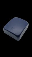 Dark blue rounded square push button switch isolated on transparent background, ready for design use on t-shirts, clipart, stickers, and print-on-demand products.