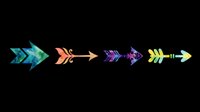 Colorful arrow designs isolated on transparent background, ready for t-shirt printing, clipart, stickers, sublimation, and print-on-demand projects. Five directional arrows in teal, coral, purple, and yellow with geometric patterns.