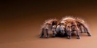 Large hairy tarantula spider on brown gradient background, close-up view showing detailed texture of legs and body, isolated arachnid specimen for nature study.
