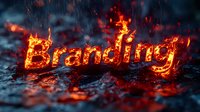 Burning text effect with glowing hot embers and sparks on dark background, dramatic fire typography with smoke effects and particles for marketing designs.