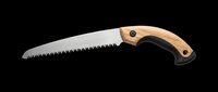 Folding hand saw with wooden and rubber handle, isolated on transparent background. Great for T-shirt design, stickers, clipart, and print on demand use.