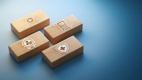 Wooden blocks with healthcare medical icons symbols on blue background for hospital clinic pharmacy insurance concept.
