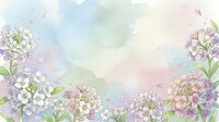Watercolor floral frame with delicate spring flowers in soft pastel colors creating elegant border on dreamy background for wedding invitations and greeting cards.