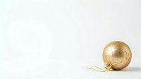 Golden globe ornament with twine string on neutral background, suitable for holiday decorations, seasonal marketing, and festive design projects.