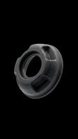 Dark gray abstract sculptural ring with organic curved form and hollow center, isolated on transparent background ready for clipart, t-shirt design, print-on-demand, stickers, and sublimation projects.