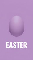 Minimalist Easter egg on a soft purple background with bold white text, perfect for spring holiday greeting cards and social media posts.
