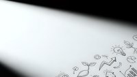 Hand-drawn business doodles and icons on white paper with copy space for creative planning, brainstorming sessions and entrepreneurial concepts.