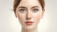 Comparison of skin before and after treatment showing transformation from problematic to clear complexion, demonstrating skincare effectiveness.