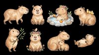 Capybara rodent animal isolated on transparent background, ready for t-shirt design, clipart, stickers, print-on-demand products and sublimation projects.