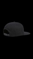 Black snapback cap rear view isolated on transparent background, ready for apparel mockups, t-shirt design, print on demand, stickers, and clipart use.