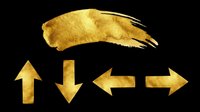 Golden brushstroke and directional arrows isolated on transparent background. Ready for design use on t-shirts, clipart, stickers, print-on-demand products, and sublimation projects.