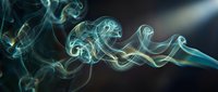 Ethereal turquoise smoke swirls creating fluid abstract patterns against dark background for modern graphic design and artistic projects.