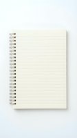 Open spiral notebook with lined pages on white background for office supplies, education and writing projects.