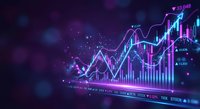 Financial data visualization with glowing charts and graphs on dark background for business analytics and market research presentations.