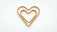 Gold heart-shaped paper clip isolated on white background, symbolizing love and organization, perfect for Valentine's Day and romantic stationery designs.