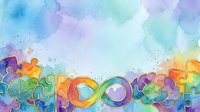 Watercolor infinity symbol with rainbow gradient colors and splashes, isolated on white background for design projects, t-shirts, and clipart applications.