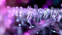 Digital human figures connected by glowing network lines representing artificial intelligence, data visualization and futuristic technology concepts.