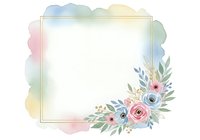 Watercolor floral frame with pastel blooms and leaves on white background, isolated design element for invitations, greeting cards, and decorative projects.